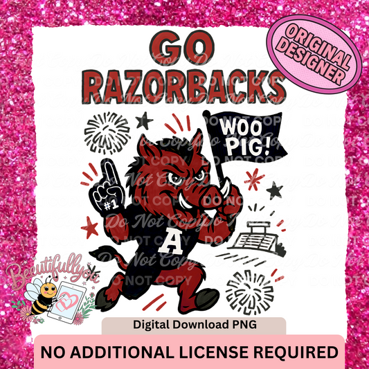 Go Razorbacks – Woo Pig! Mascot PNG Design
