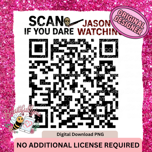 Jason QR Code PNG – Scan If You Dare Horror Digital Download – Friday the 13th Halloween