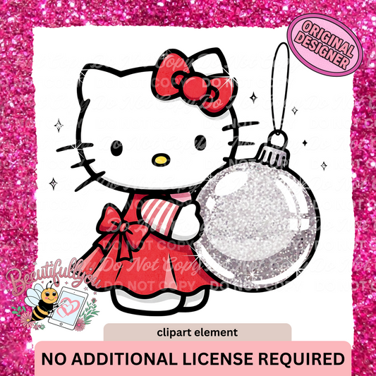 Christmas  Clipart Element | PNG Download | Glitter Ornament Holiday Design