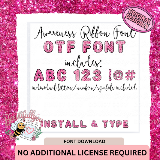 Awareness Ribbon OTF Font | Install & Type | Digital Download