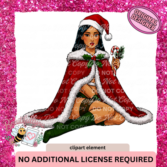 Christmas Princess Clipart Element | Holiday PNG Download