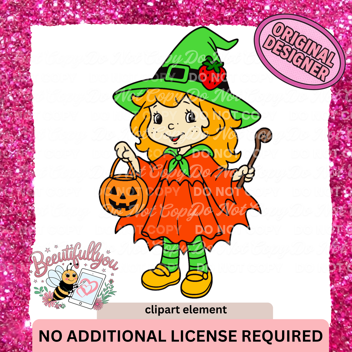 strawberry girl clipart element for Halloween