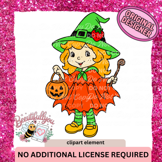 strawberry girl clipart element for Halloween
