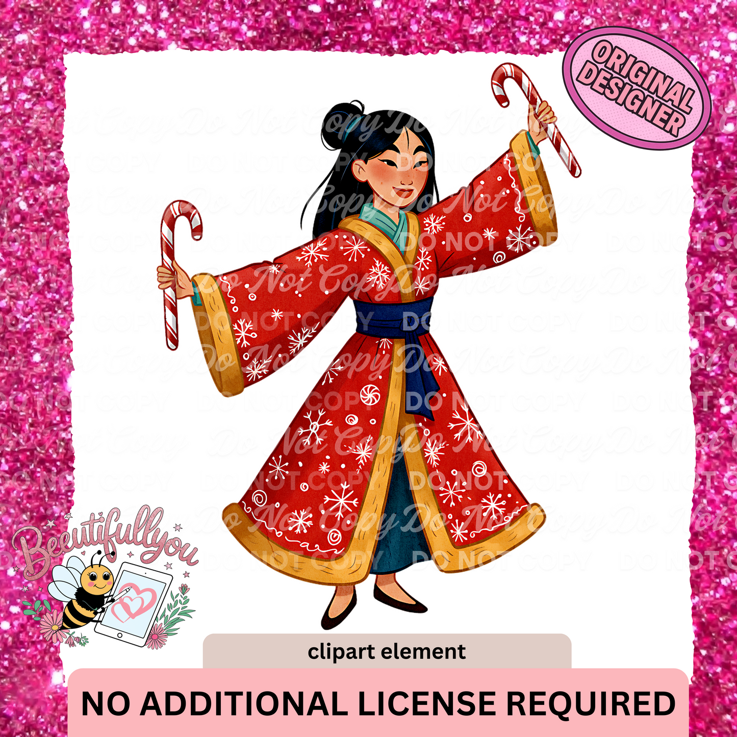 Christmas Clipart Element | PNG Download | Holiday Kimono with Candy Canes
