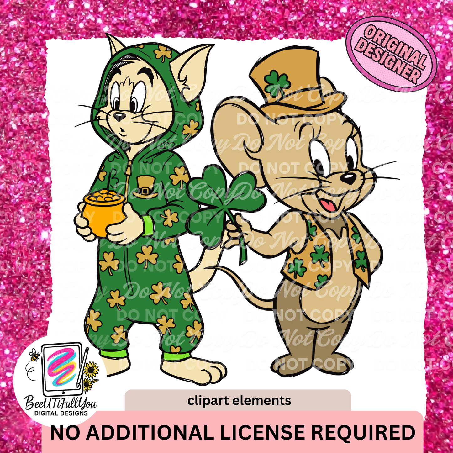 St. Patrick’s Day Cartoon Mouse Clipart Bundle | Shamrock Outfit Characters | Hand Drawn Digital clipart