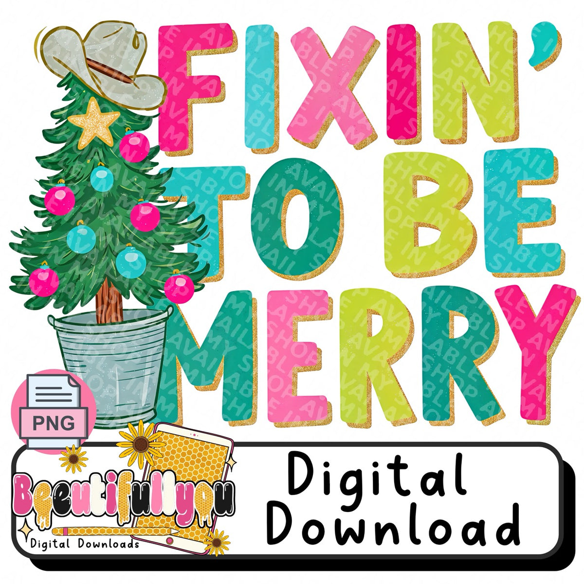 Fixin' to Be Merry Christmas PNG | Western Cowgirl Holiday Design