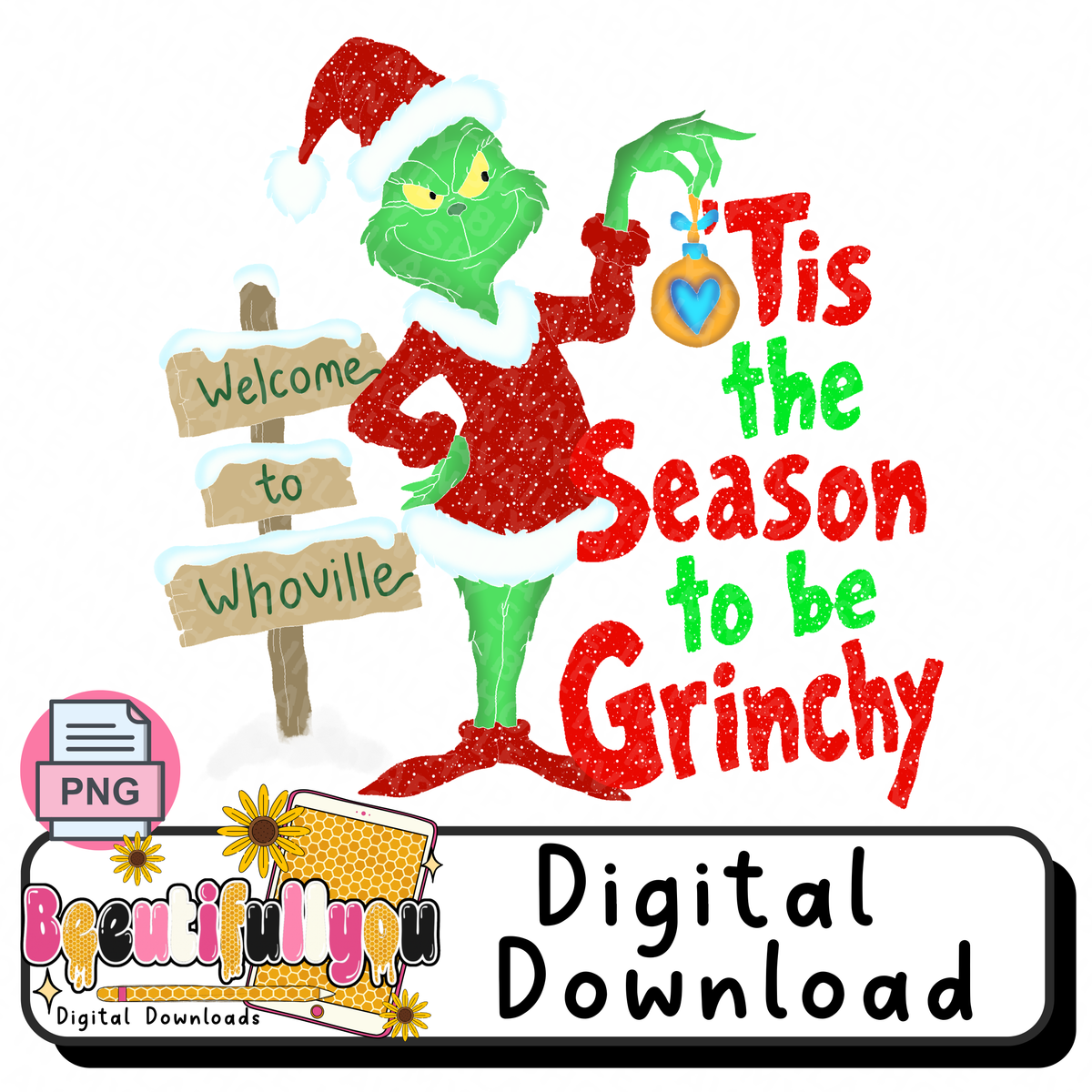 Tis the Season to Be Grinchy PNG Design Download