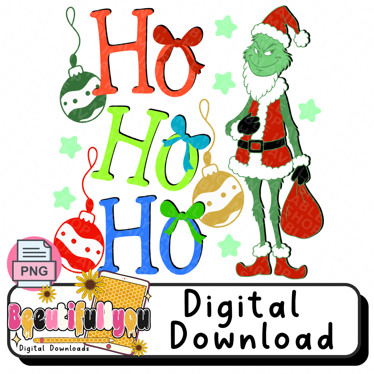 Ho Ho Ho Christmas Grouch PNG Design Download