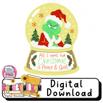 Peace & Quiet Christmas Snow Globe PNG Design Download