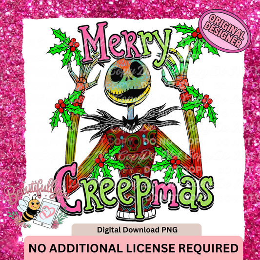 Merry Creepmas PNG| Christmas PNG| Colorful Pumpkin King