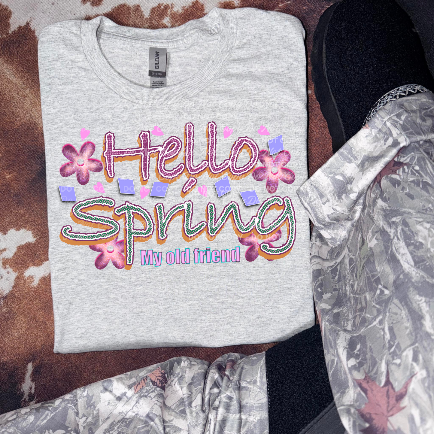 Hello Spring My Old Friend PNG | Retro Floral Spring Quote Design | Cute Seasonal Graphic | Digital Download
