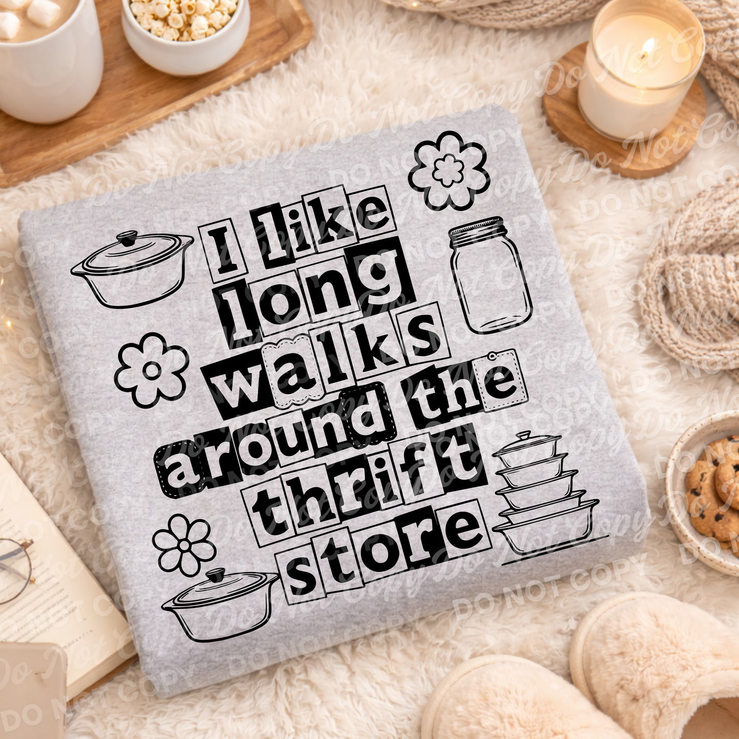 I Like Long Walks Around the Thrift Store PNG design download