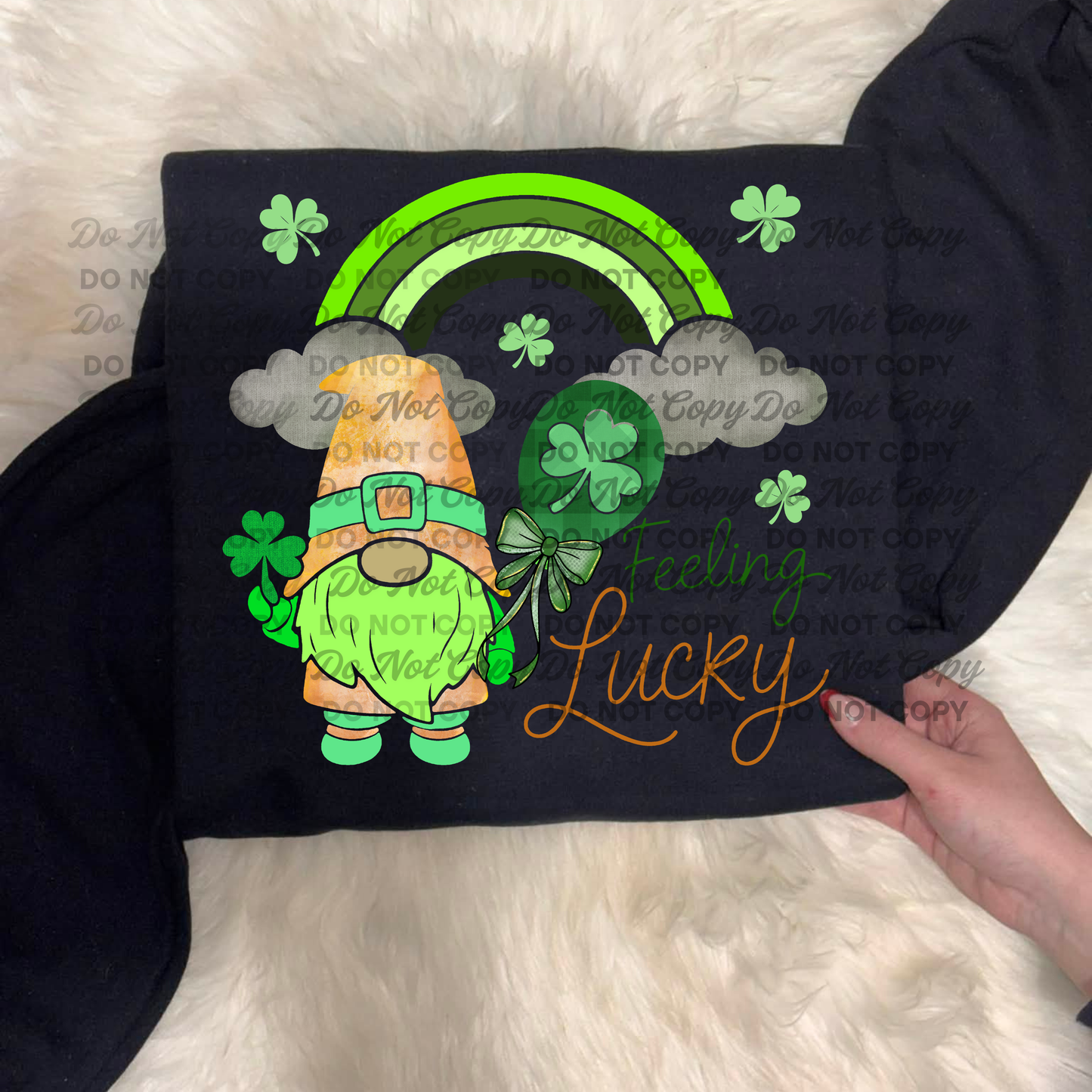 Feeling Lucky Gnome PNG | St Patrick’s Day Gnome Design | Lucky Clover Rainbow Graphic | Digital Download