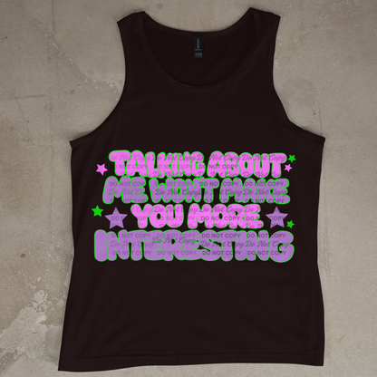 Talking About Me Won’t Make You More Interesting PNG | Funny Sarcastic Quote Shirt Design | Bold Retro Bubble Text | Digital Download