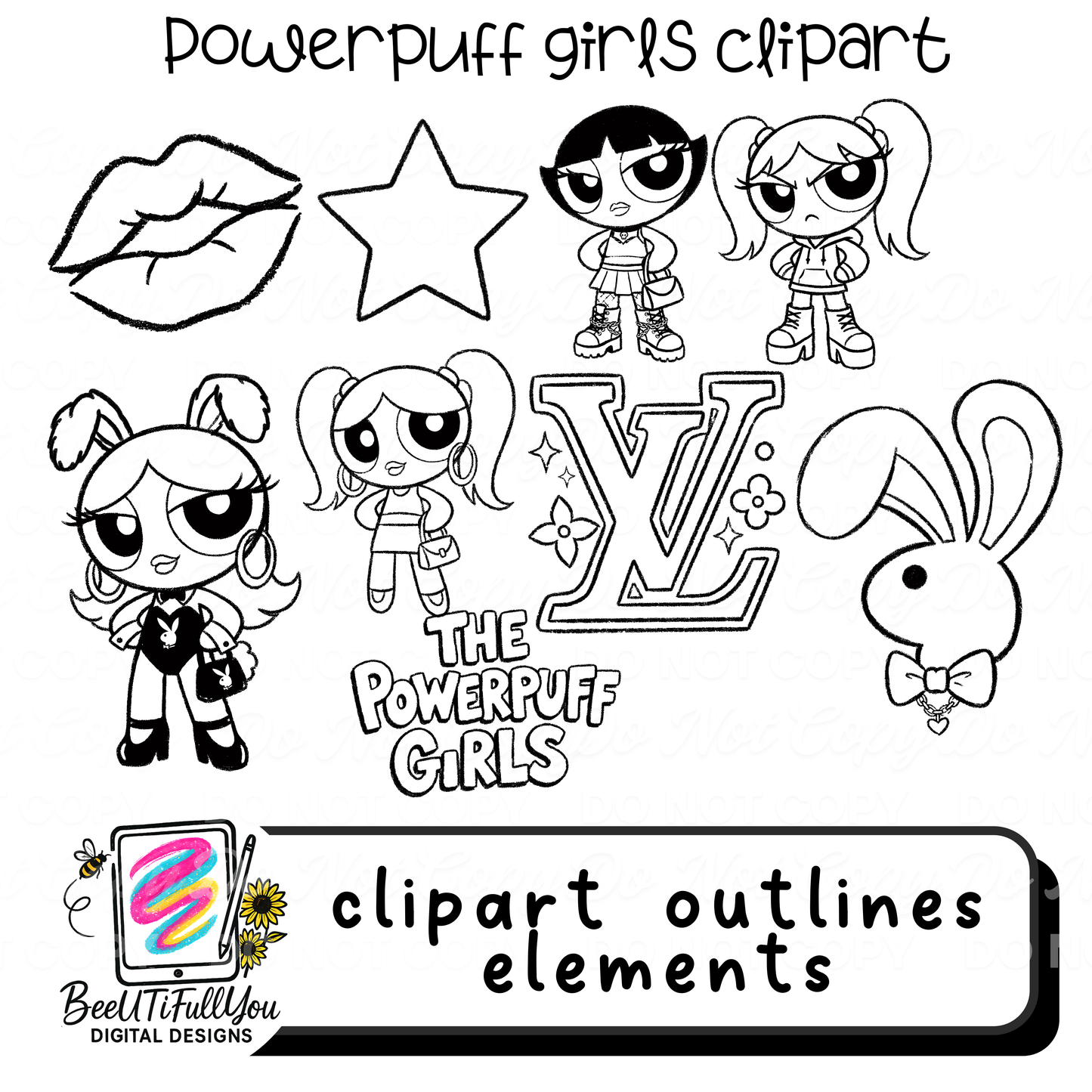 Inspired Clipart PNG Set | 9 Cute Pop Art Elements | Girly Y2K Clipart | Commercial Use Digital Download