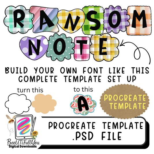 Ransom Note Alphabet Procreate Template | PSD File | Drag & Drop Pattern Font Builder | Commercial Use