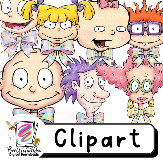 90s Baby Easter Character Clipart Bundle