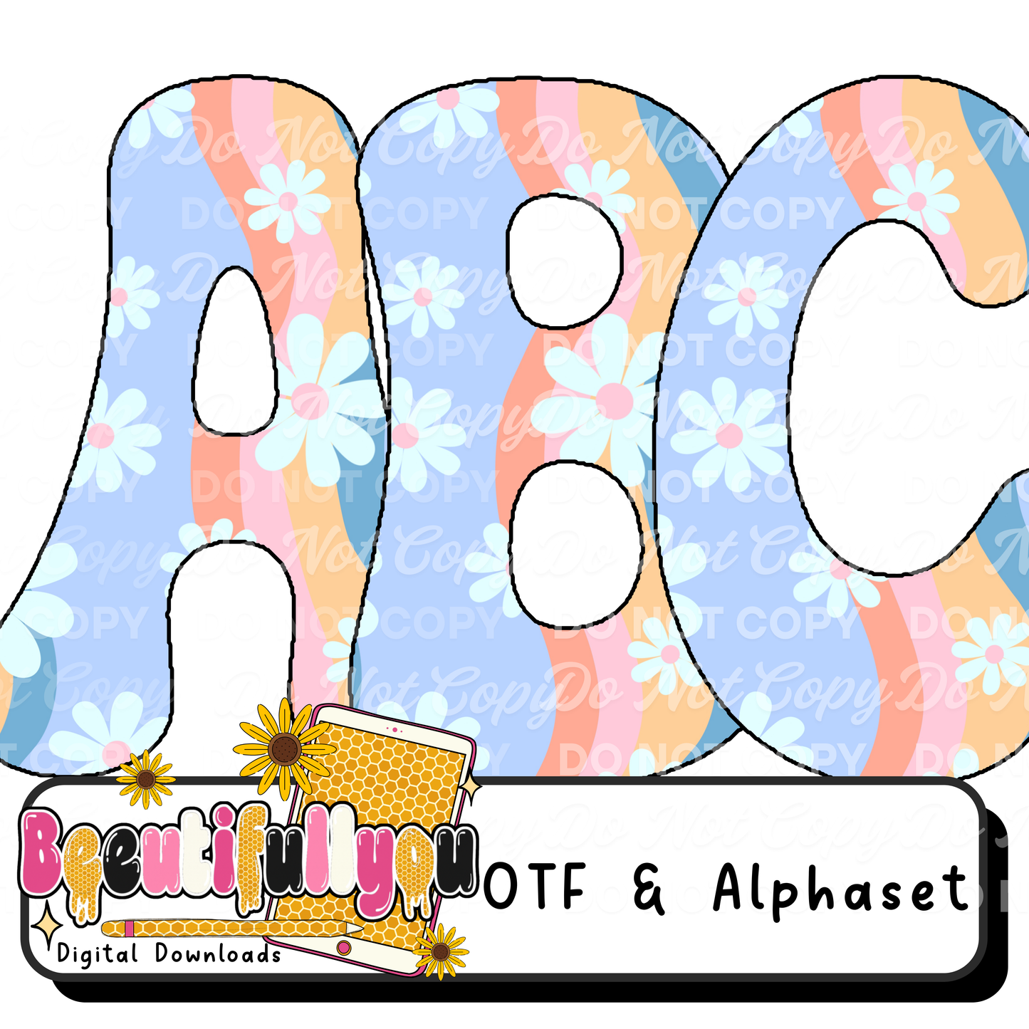 Retro Daisy Font OTF | Groovy Flower Alphabet | 70s Bubble Font | Hippie Retro Lettering | Cute Floral Font Download