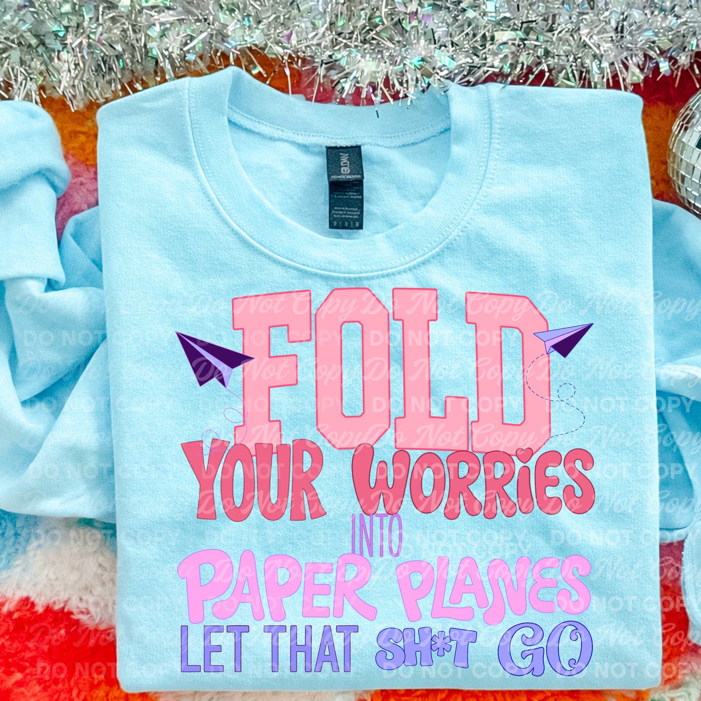 Fold Your Worries Into Paper Planes PNG | Inspirational Shirt Design | Motivational Quote PNG | Mental Health Awareness | Positive Vibes | Sublimation & DTF PNG | Digital Download