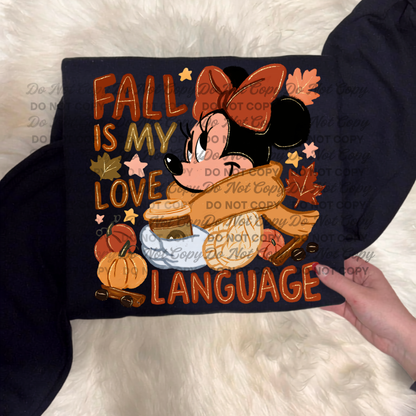 Fall Is My Love Language Autumn Mouse PNG Design