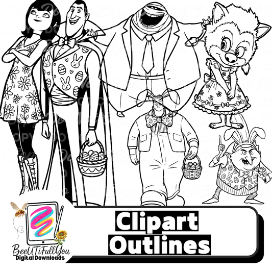 Transylvania family Clipart Outlines Only set