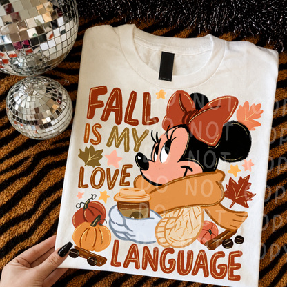 Fall Is My Love Language Autumn Mouse PNG Design