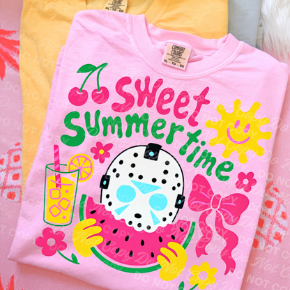 Sweet Summertime PNG | Cute Summer Design | Watermelon Ghost Shirt Graphic | Retro Summer Vibes | Sublimation & DTF Design Download
