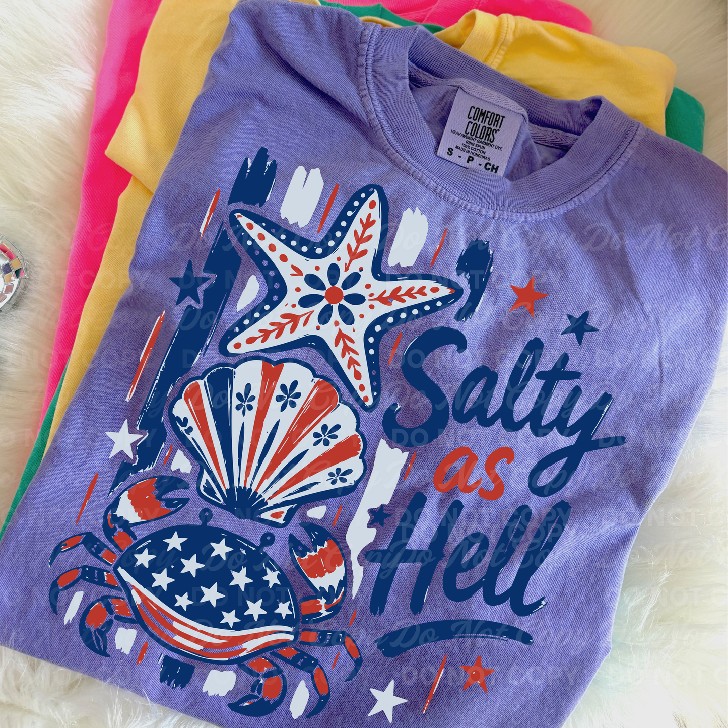 Salty as Hell PNG | Patriotic Crab Coastal Shirt Design | Funny Beach 4th of July Sublimation & DTF design Download