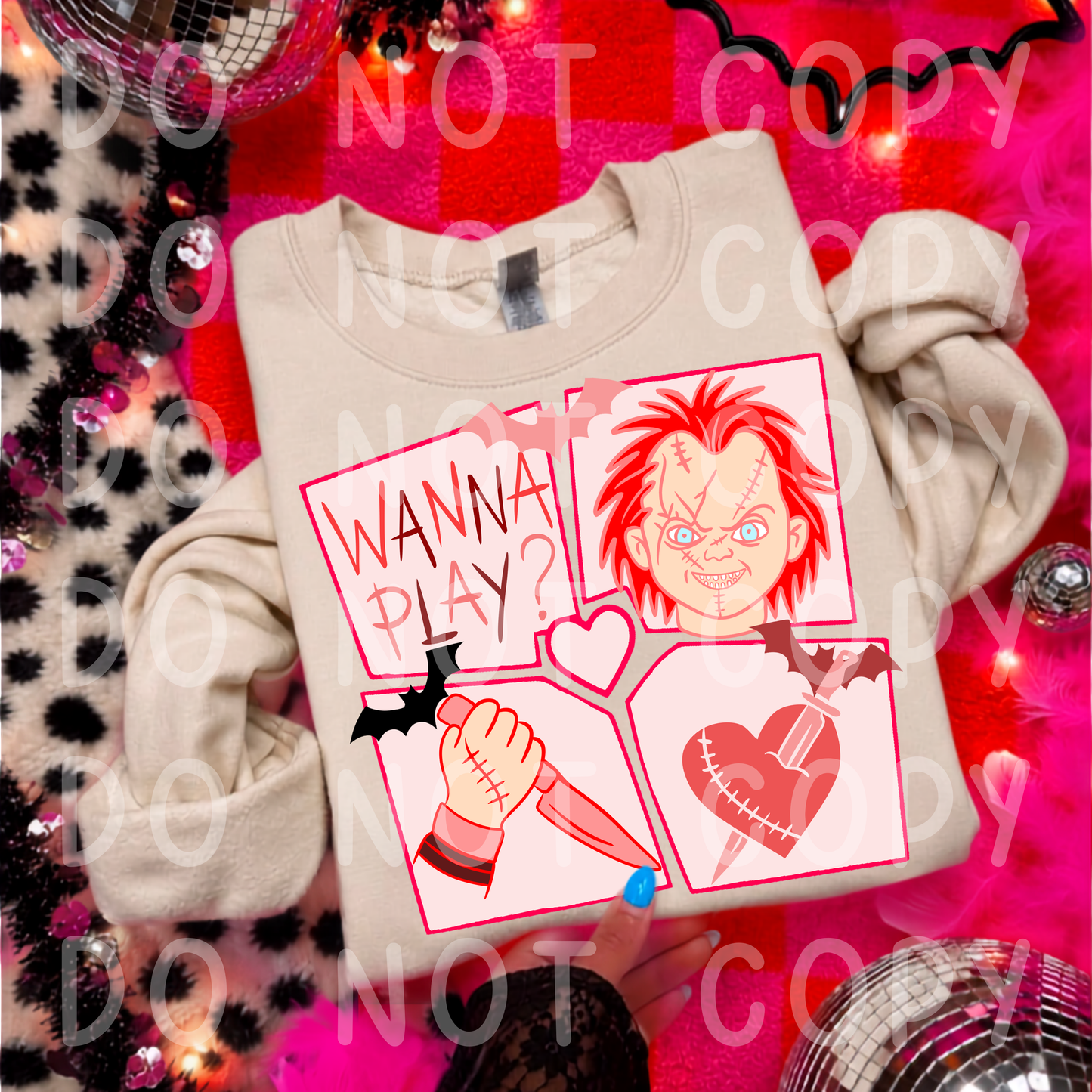 Wanna Play? Horror Doll PNG Design Download