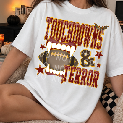 Touchdowns & Terror Halloween Football PNG Design