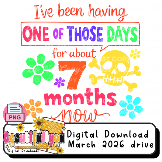 I’ve Been Having One of Those Days PNG | Funny Sarcastic Mental Health Humor Design | 7 Months Now Quote | Digital Download