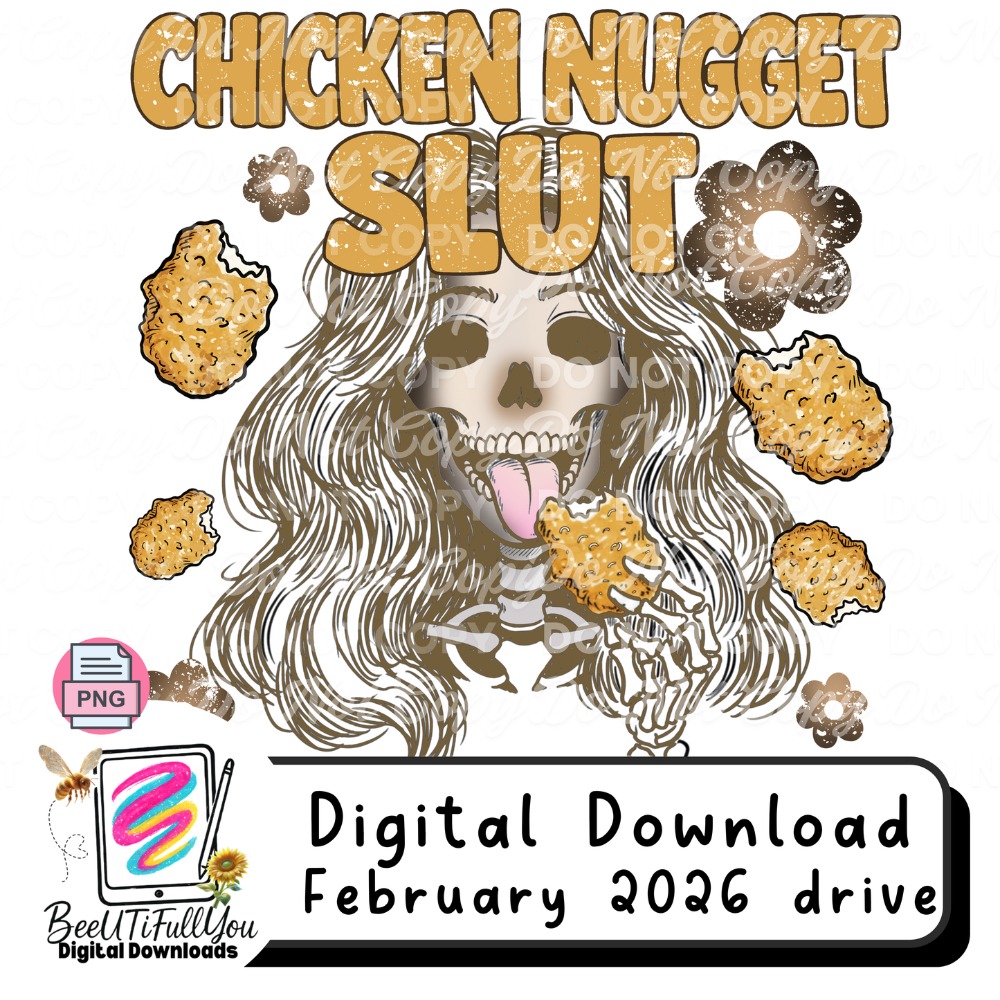 Chicken Nugget Slut Funny Food Lover Skeleton Design | Digital PNG Download