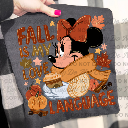 Fall Is My Love Language Autumn Mouse PNG Design