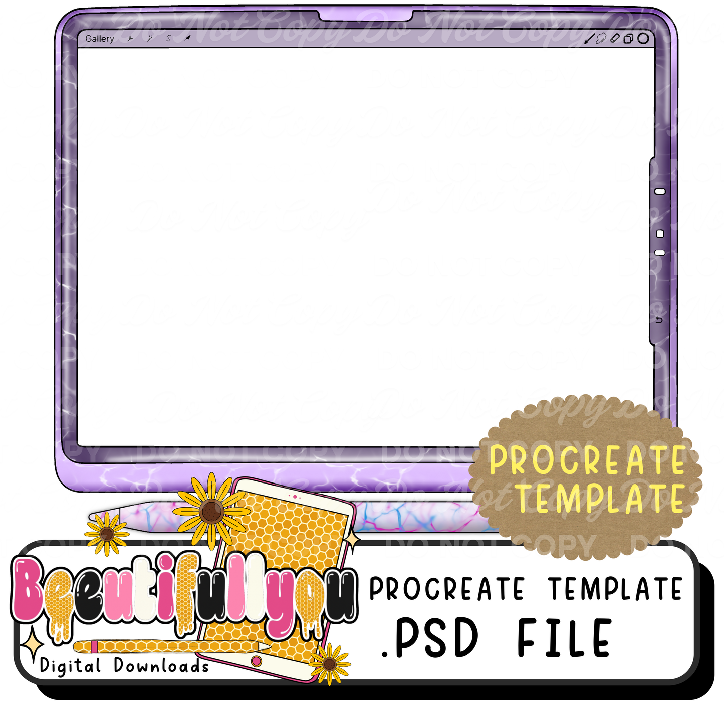 Procreate Mockup Template PSD | iPad Screen Frame Template | Design Display Mockup | Editable Procreate Canvas Template