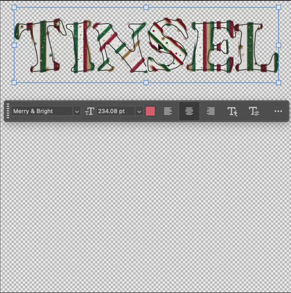 Tinsel Stripe Christmas Font | OTF + Alphabet Set