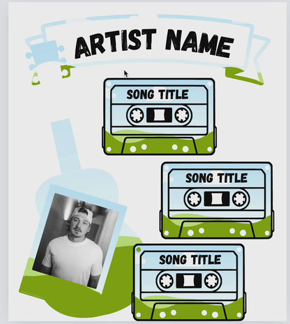 Cassette Tape Canva Template | Customizable Artist Song Layout | Music Collage PNG Editable Download
