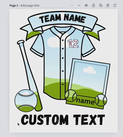 Editable Baseball Canva Template | Graduation Sports Design | Custom Name and Text | Digital PNG Layout