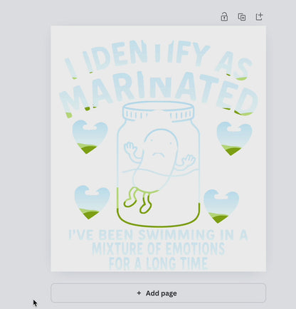 I Identify As Marinated PNG – Funny Sad Pickle Digital Design, Mental Health Humor Quote, Transparent Background, Sublimation Clipart
