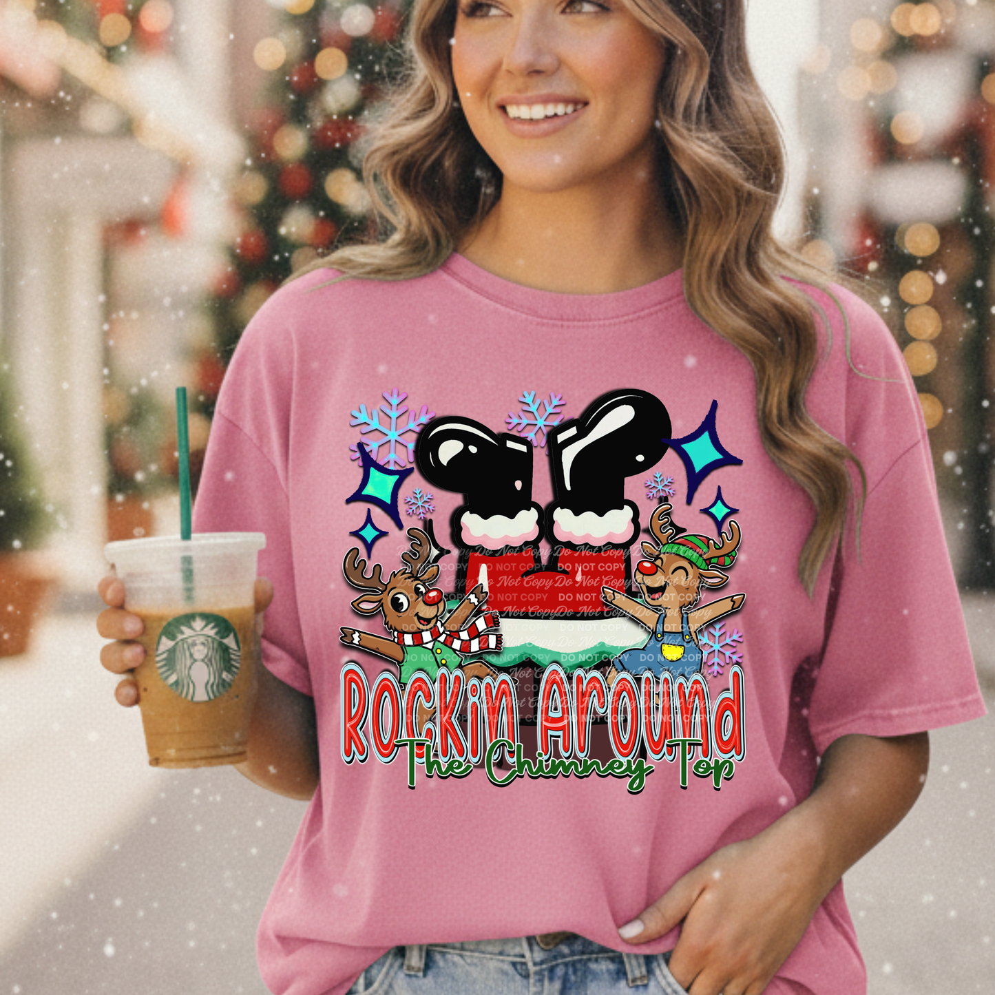 Rockin’ Around the Chimney Top PNG | Cute Christmas Design | Santa Stuck in Chimney | Sublimation & DTF Design Digital Download