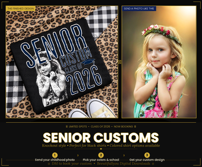 Custom Senior 2026 PNG | Personalized Graduation Shirt Design | Senior Custom Photo Design | Class of 2026 Custom Graphic