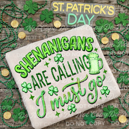 Shenanigans Are Calling PNG | St. Patrick’s Day Shirt Design | Funny Irish Quote | Digital Download
