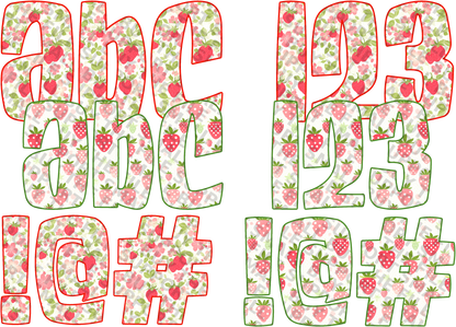 Berry Sweet Alpha Duo | Strawberry Alphabet PNG + OTF Font Bundle | Cute Floral Letters for Shirts &amp; Sublimation