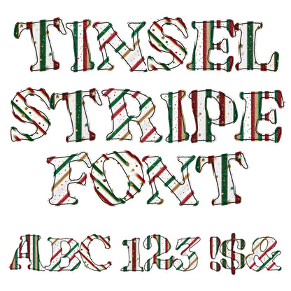 Tinsel Stripe Christmas Font | OTF + Alphabet Set