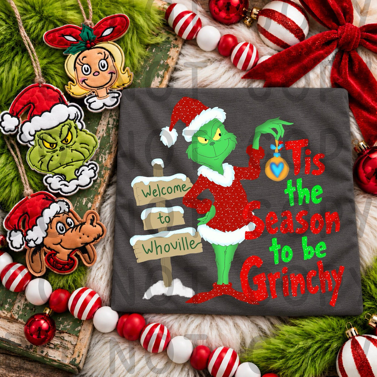Tis the Season to Be Grinchy PNG Design Download