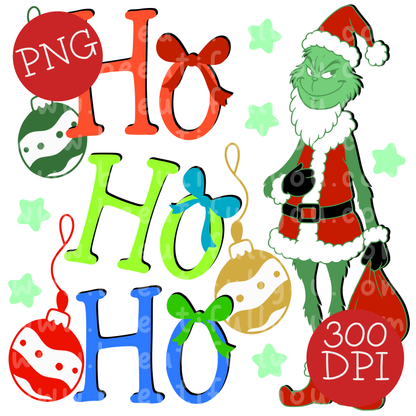 Ho Ho Ho Christmas Grouch PNG Design Download