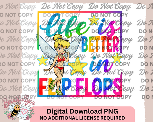 Life is Better in Flip Flops Fairy PNG – Summer Beach Digital Download