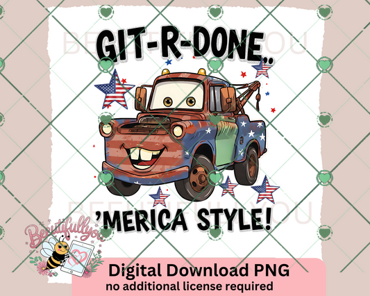 Git-R-Done ’Merica Style | Patriotic Tow Truck Digital PNG