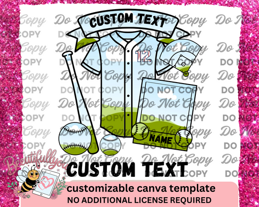 Editable Baseball Canva Template | Graduation Sports Design | Custom Name and Text | Digital PNG Layout
