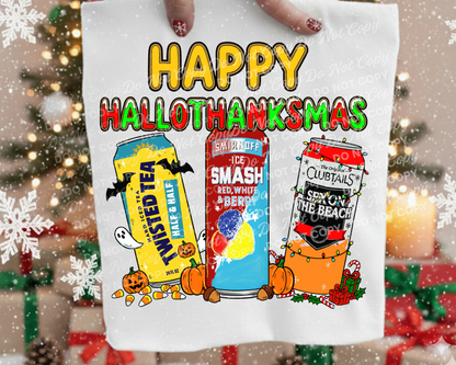 Happy Hallothanksmas PNG | Funny Holiday Drink Design | Twisted Tea, Smirnoff & Clubtails Christmas Thanksgiving Halloween