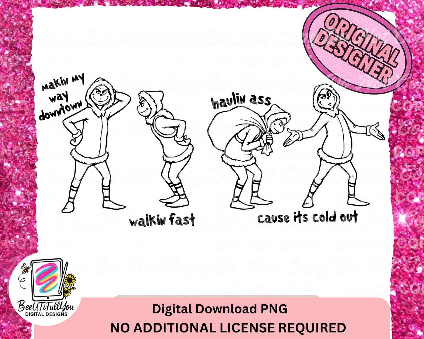Making My Way Downtown – Funny Winter Walking Finished Design PNG